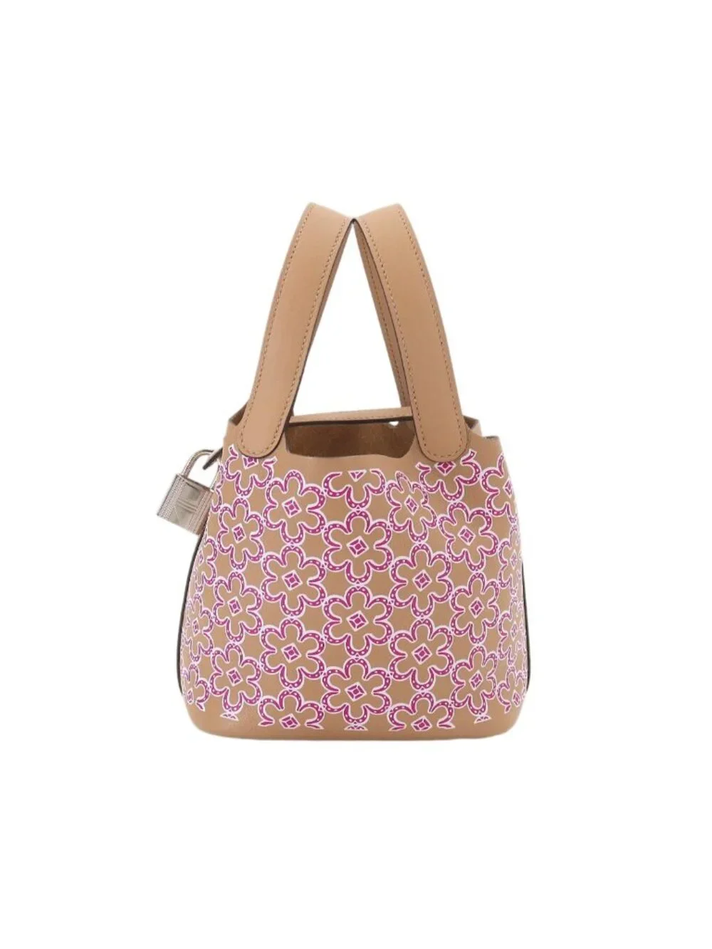 Hermes Picotin Lock Micro Lucky Daisy Hand Bag Swift Chai Rose Blanc